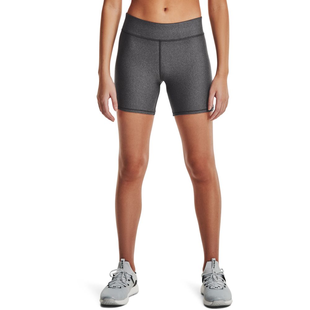 UA Armour Mid Rise Middy Licra gris de mujer para entrenamiento