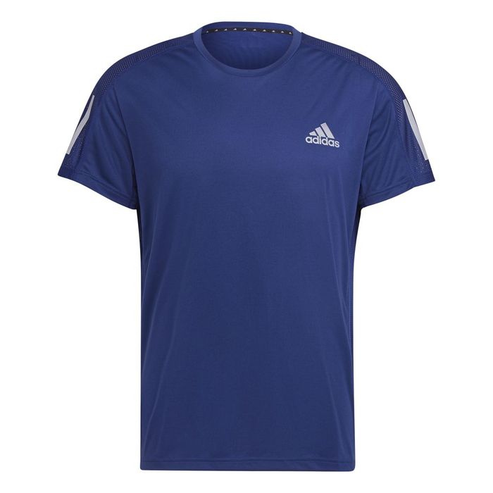 Camiseta-Manga-Corta-adidas-para-hombre-Own-The-Run-Tee-para-correr-color-azul.-Frente-Sin-Modelo