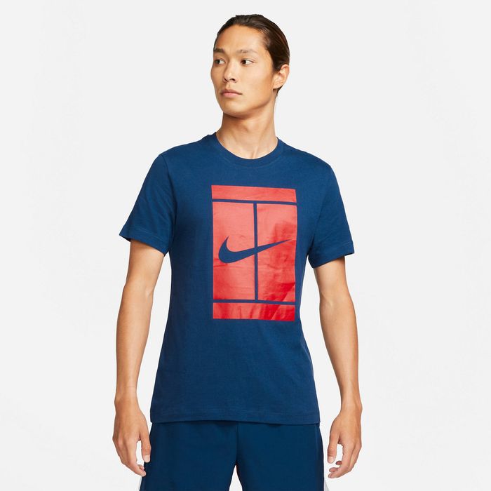 Camiseta-Manga-Corta-nike-para-hombre-M-Nkct-Tee-Ssnl-Court-para-tenis-color-azul.-Frente-Sin-Modelo