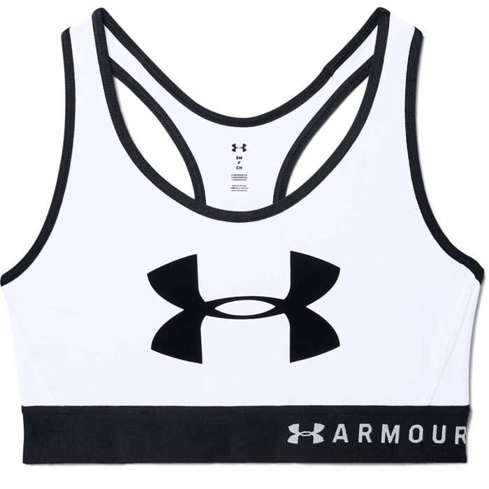 Top-under-armour-para-mujer-Armour-Mid-Keyhole-Graphic-para-entrenamiento-color-blanco.-Frente-Sin-Modelo