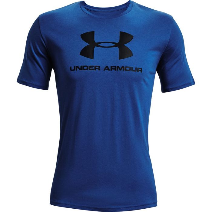 Camiseta-Manga-Corta-under-armour-para-hombre-Ua-Sportstyle-Logo-Ss-para-entrenamiento-color-azul.-Frente-Sin-Modelo