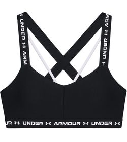 Top-under-armour-para-mujer-Ua-Crossback-Low-para-entrenamiento-color-negro.-Frente-Sin-Modelo