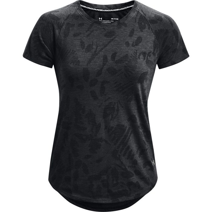 Camiseta-Manga-Corta-under-armour-para-mujer-Ua-Streaker-Forest-Ss-para-correr-color-negro.-Frente-Sin-Modelo