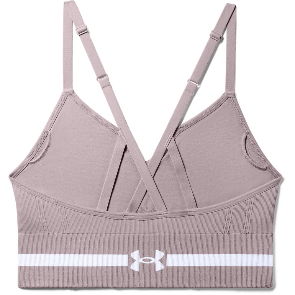UA Seamless Low Long Bra Top rosado de mujer para entrenamiento