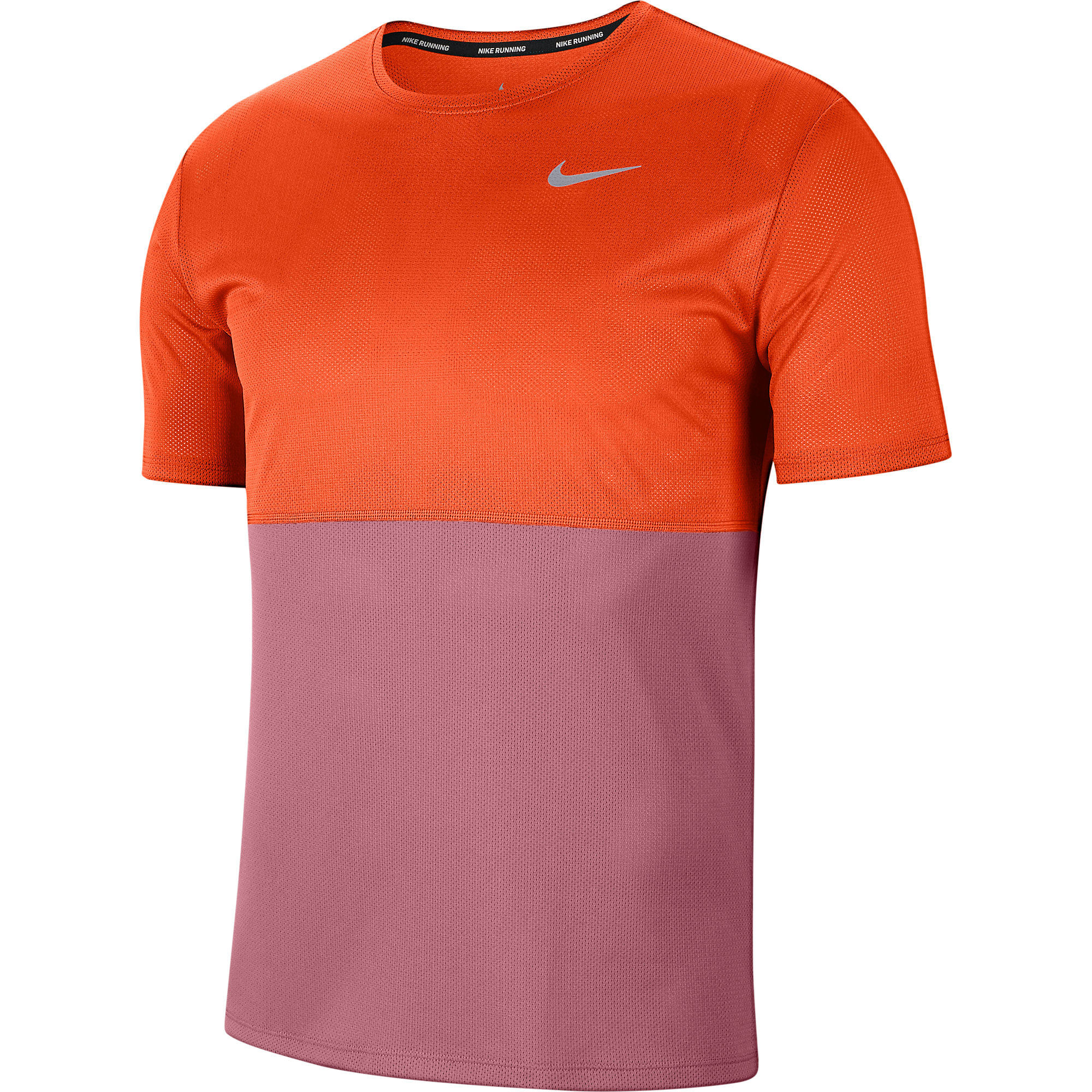 Nike M Nk Breathe Run Top Ss Camiseta Manga Corta naranja de hombre para correr