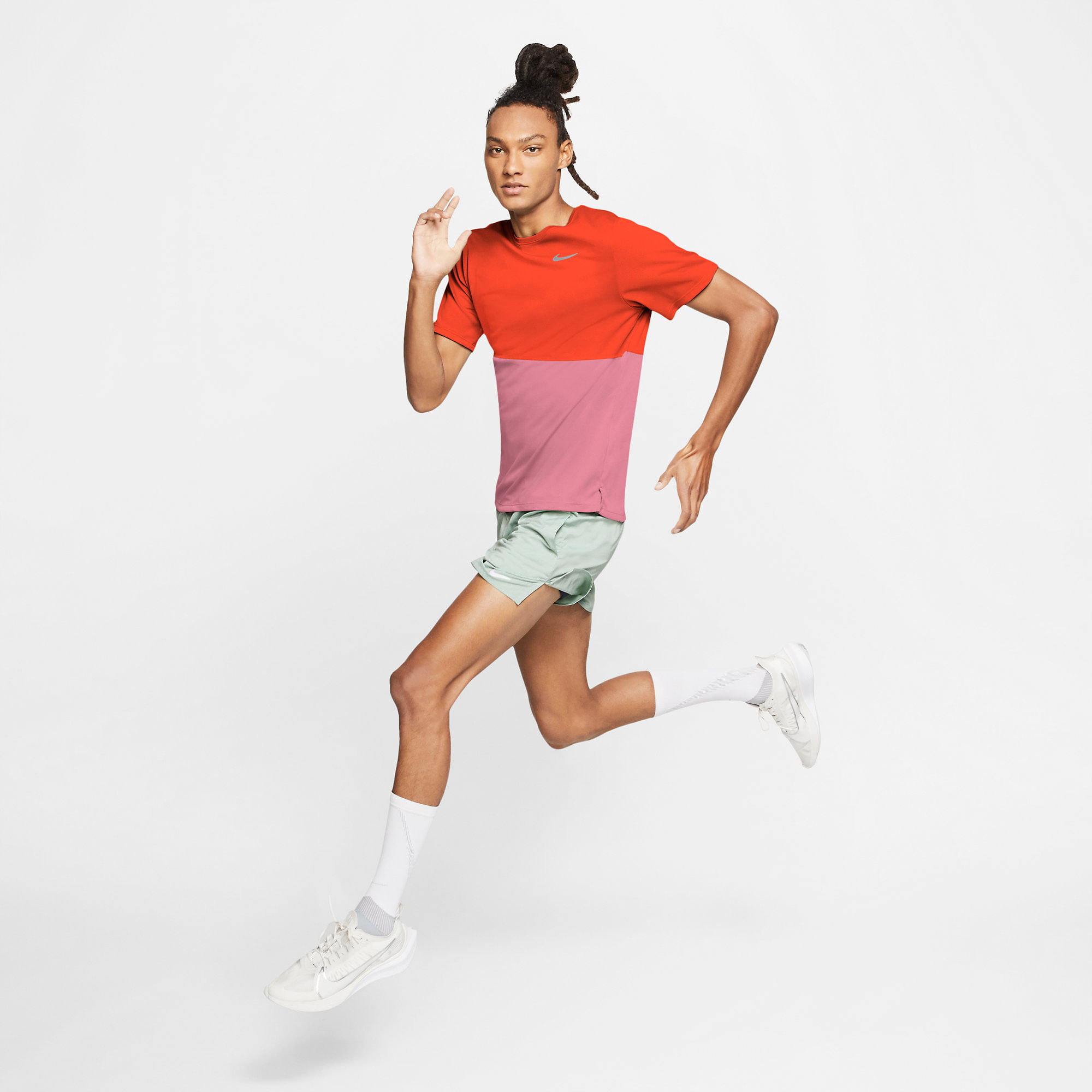 Nike M Nk Breathe Run Top Ss Camiseta Manga Corta naranja de hombre para correr