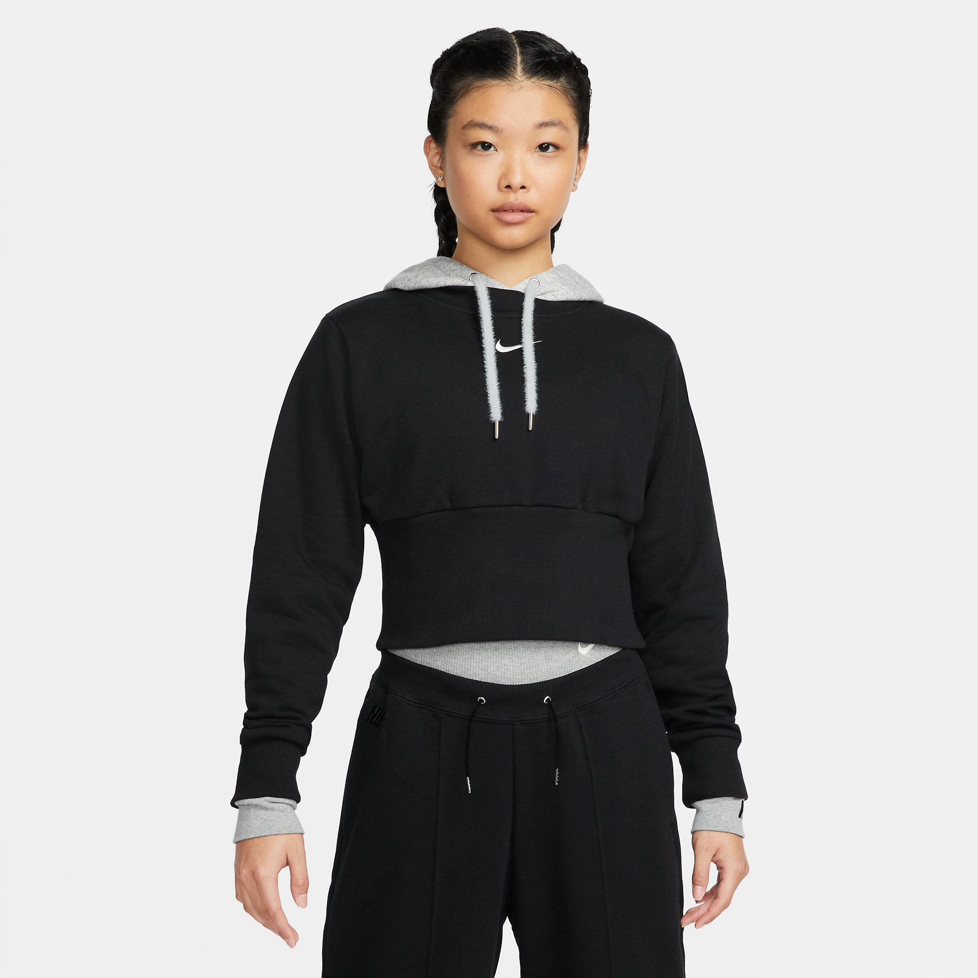 Nike W Nsw Icn Clsh Flc Hoodie Hoodie negro de mujer lifestyle