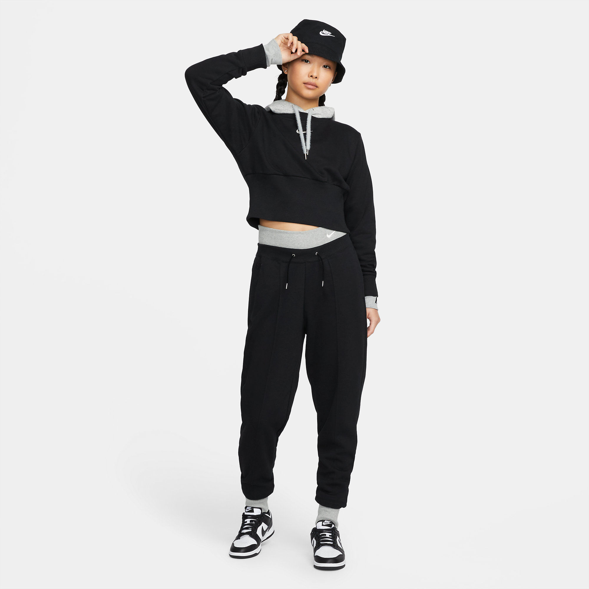 Nike W Nsw Icn Clsh Flc Hoodie Hoodie negro de mujer lifestyle