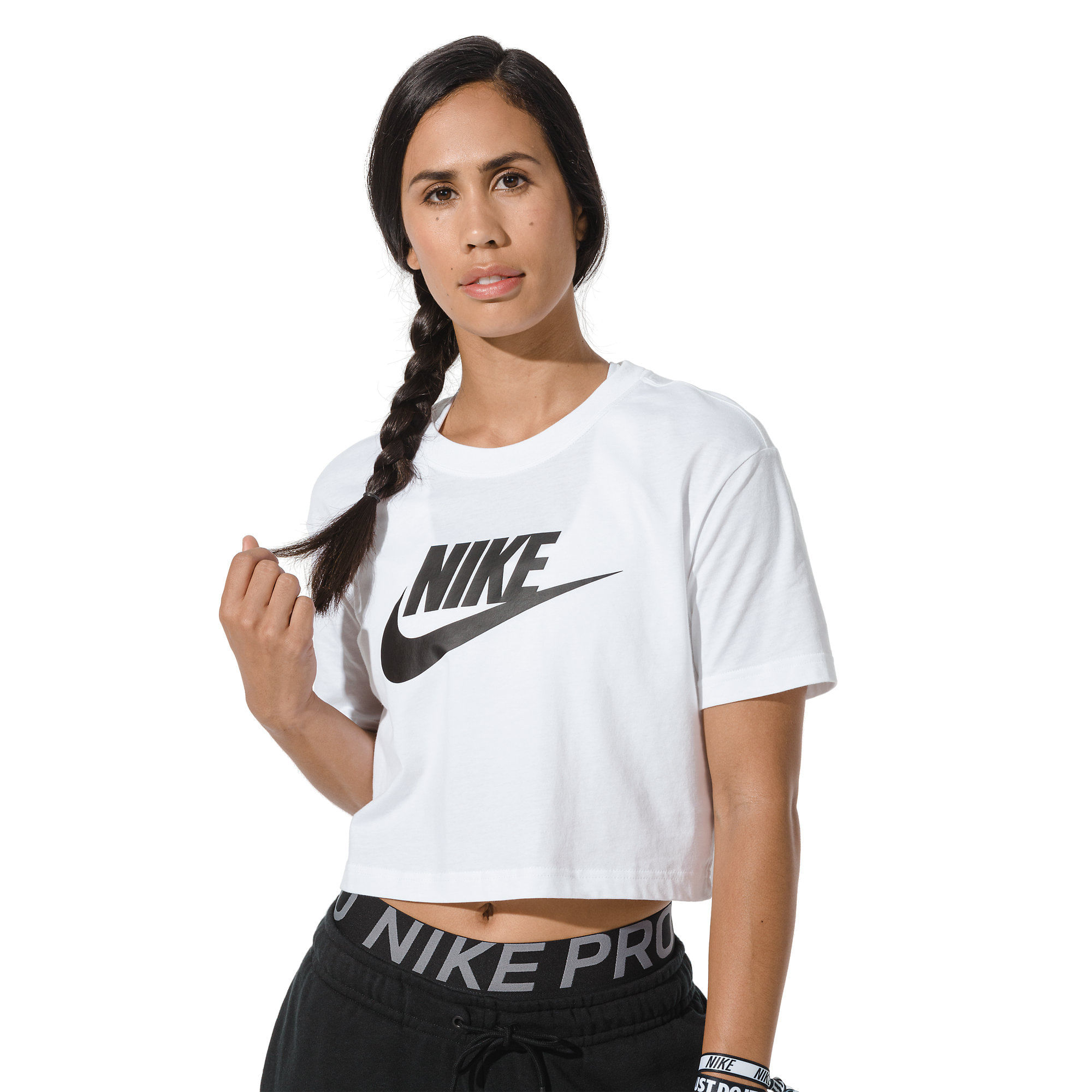 Nike W Nsw Tee Essntl Crp Icn Ftra Camiseta Manga Corta blanco de mujer lifestyle