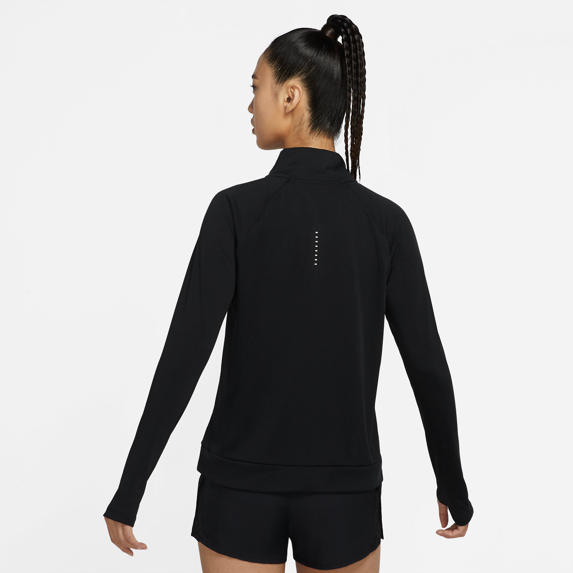 Nike W Nk Df Swsh Run Hz Mdlayr Camiseta Manga Larga negro de mujer para correr