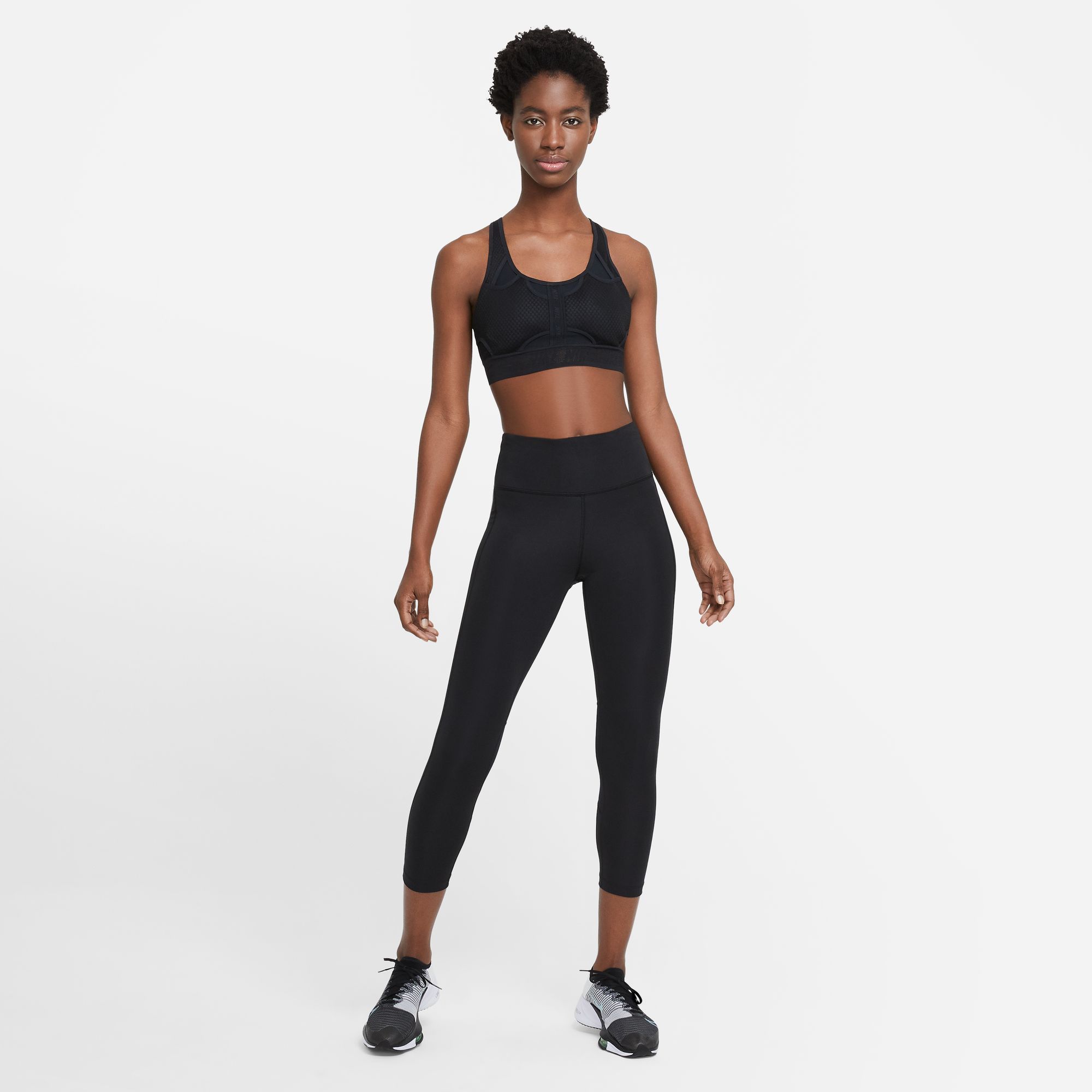 Nike W Nk Df Fast Crop Capri negro de mujer para correr