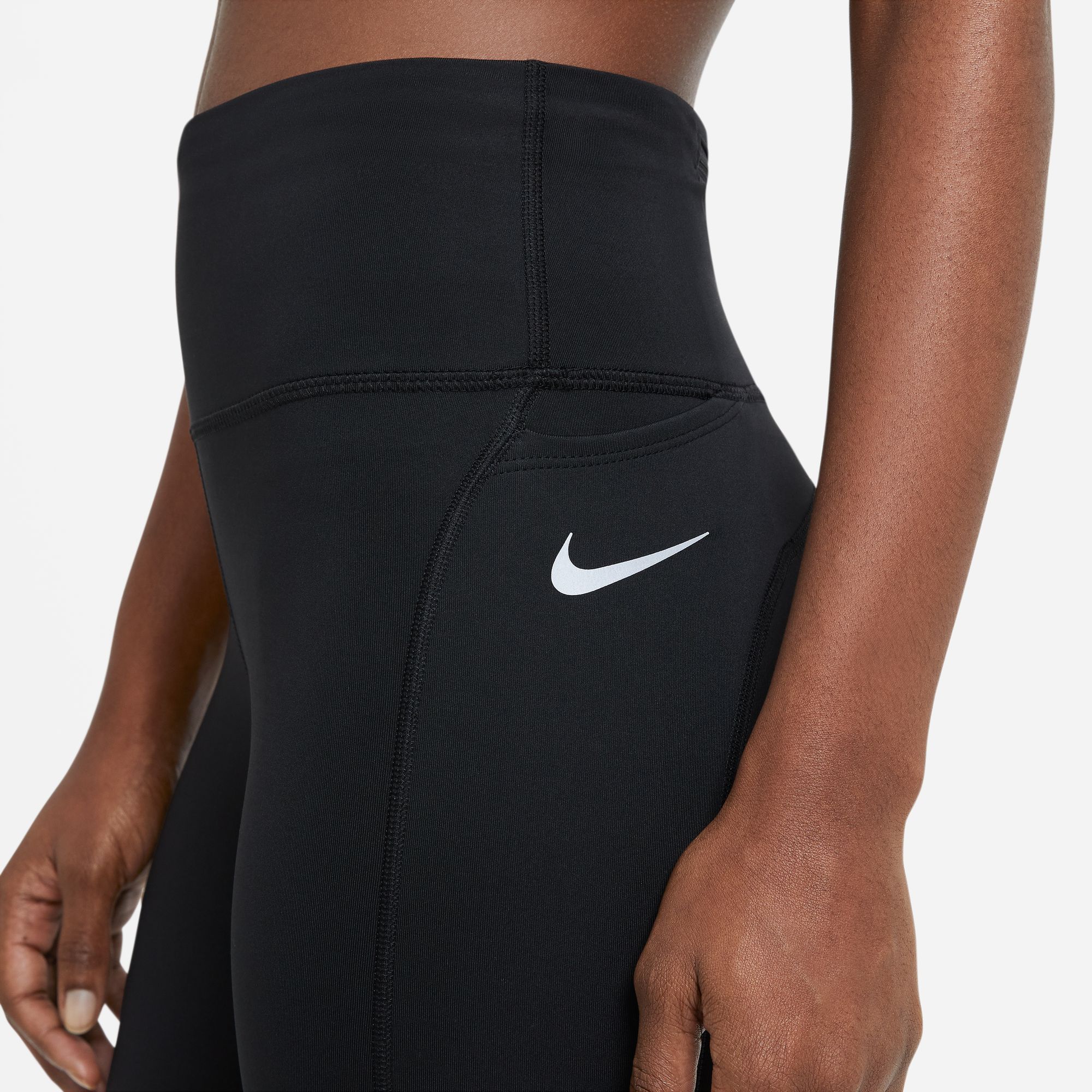 Nike W Nk Df Fast Crop Capri negro de mujer para correr