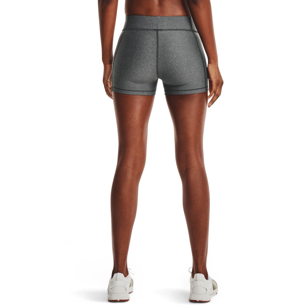 UA Armour Mid Rise Shorty Licra gris de mujer para entrenamiento