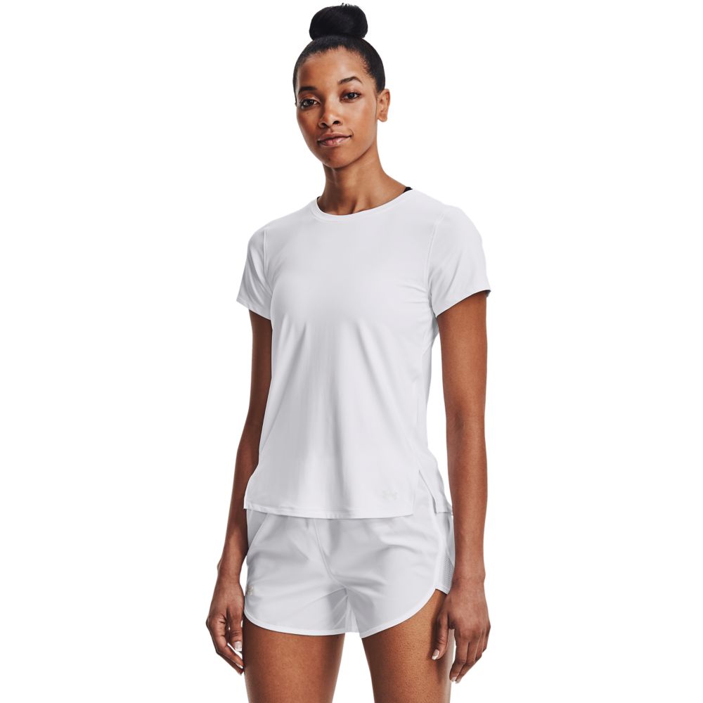 UA Isochill Run Laser Tee Camiseta Manga Corta blanco de mujer para correr