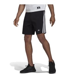 Pantaloneta-adidas-para-hombre-M-Fi-3S-Short-para-moda-color-negro.-Frente-Sobre-Modelo