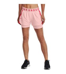 Pantaloneta-under-armour-para-mujer-Play-Up-2-In-1-Shorts-para-entrenamiento-color-rosado.-Frente-Sobre-Modelo