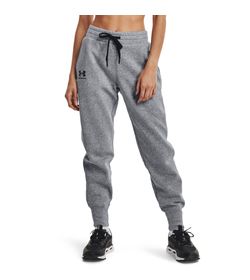 Pantalon-under-armour-para-mujer-Rival-Fleece-Joggers-para-entrenamiento-color-gris.-Frente-Sobre-Modelo
