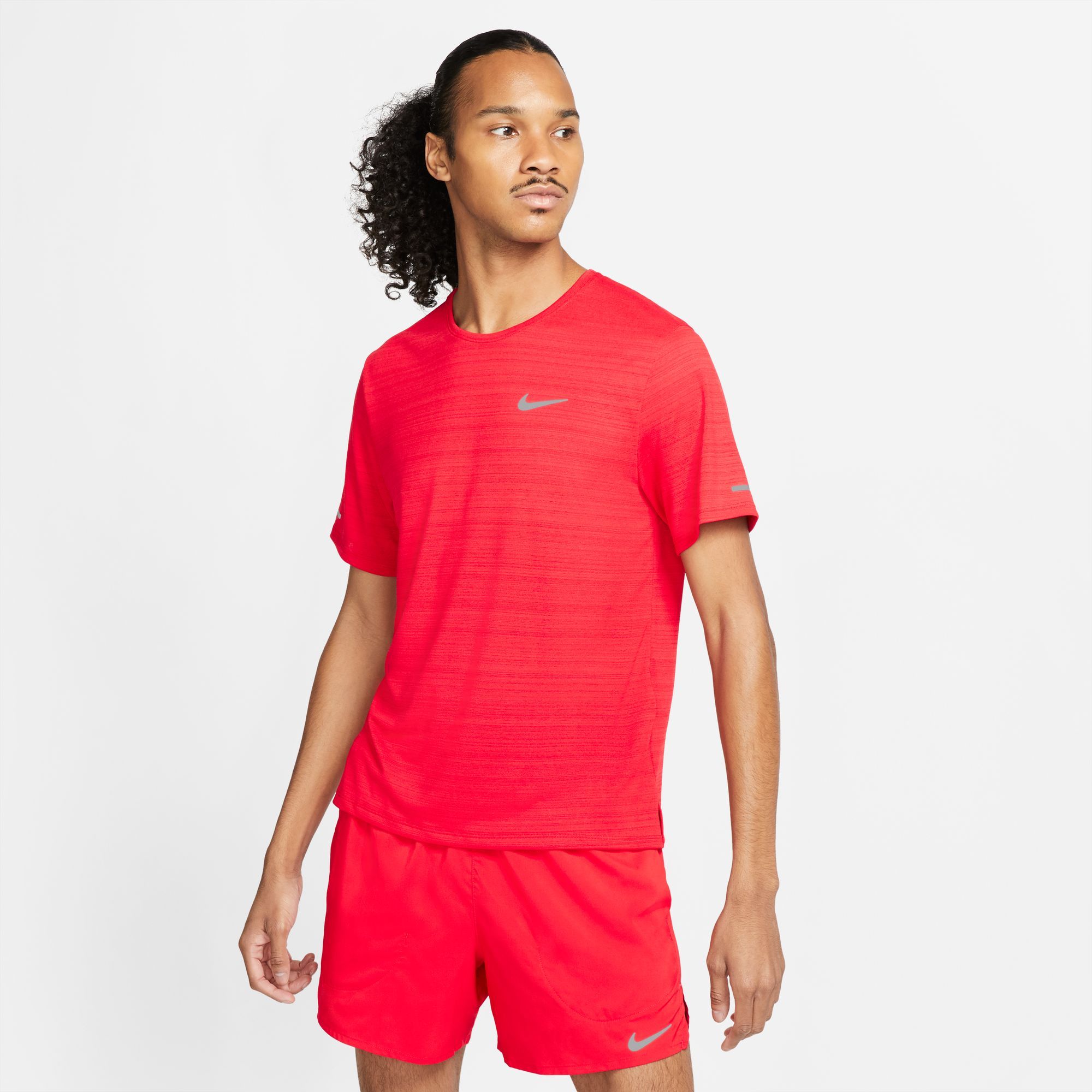 Nike M Nk Df Miler Top Ss Camiseta Manga Corta rojo de hombre para correr