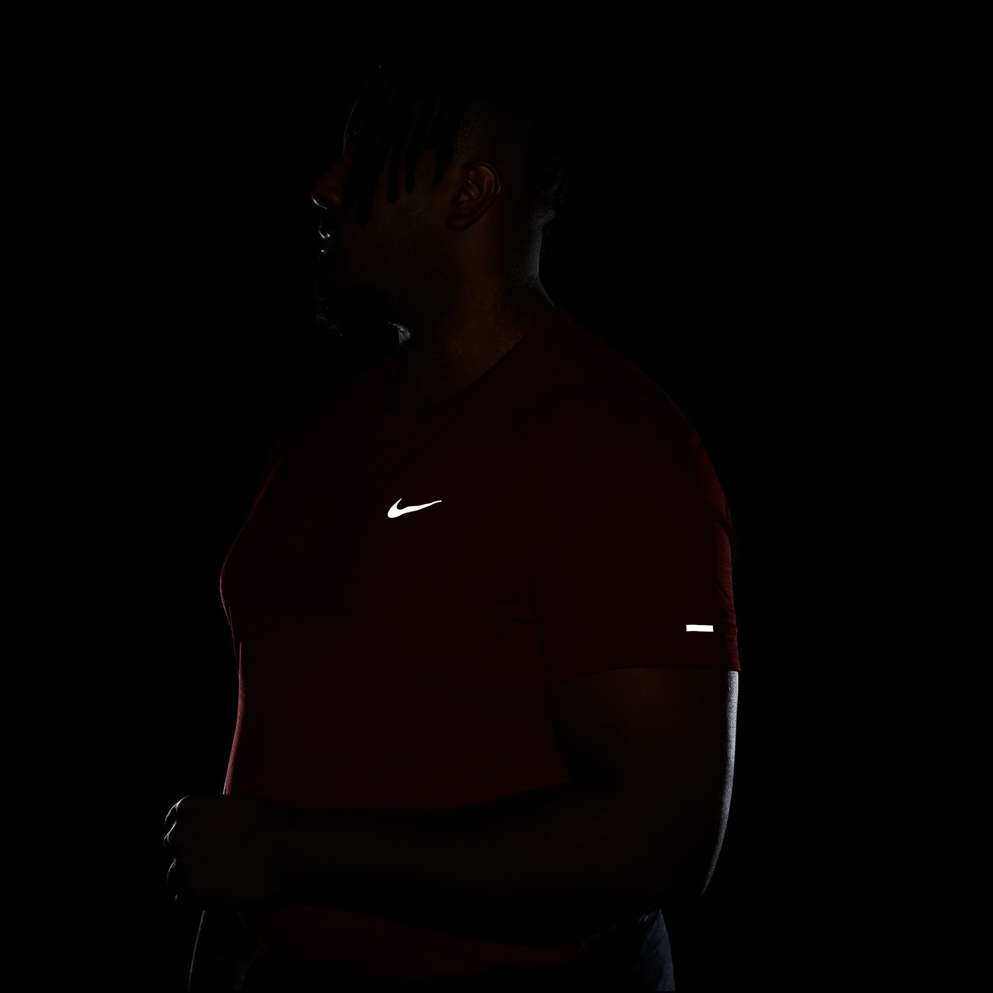 Nike M Nk Df Miler Top Ss Camiseta Manga Corta rojo de hombre para correr