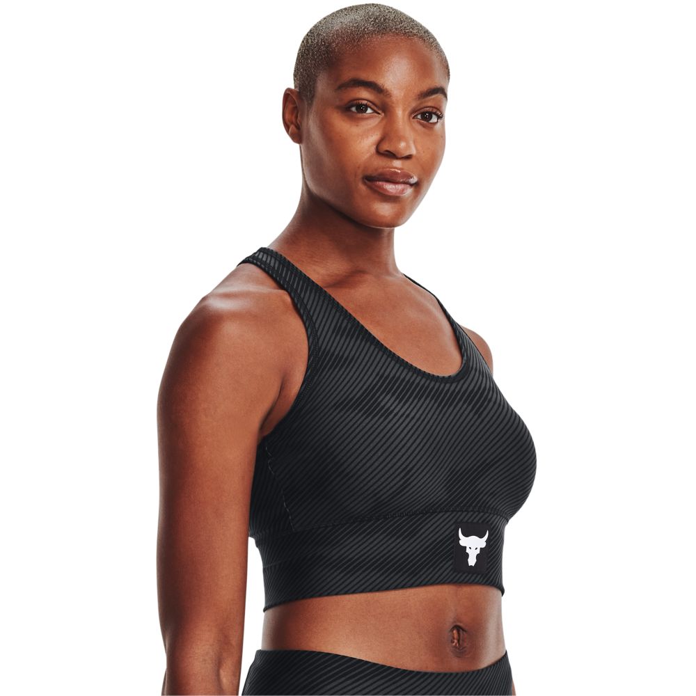 UA Prject Rock Hg Bra Top negro de mujer para entrenamiento