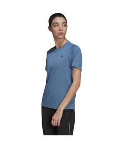 Camiseta-Manga-Corta-adidas-para-mujer-Ri-3B-Tee-para-correr-color-azul.-Frente-Sobre-Modelo