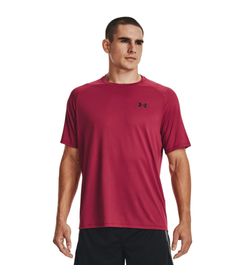 Camiseta-Manga-Corta-under-armour-para-hombre-Ua-Tech-2.0-Ss-Tee-para-entrenamiento-color-rosado.-Frente-Sobre-Modelo