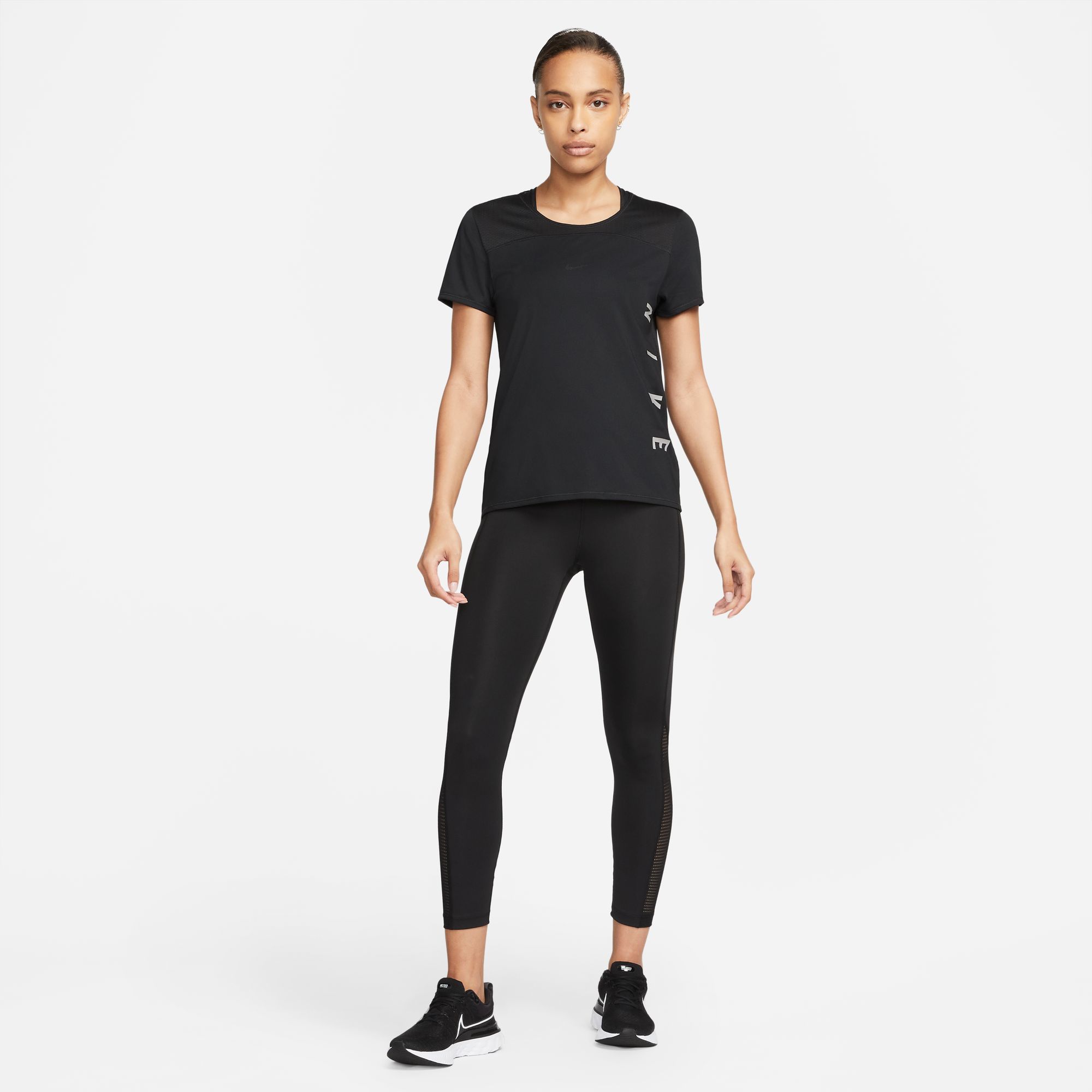 Nike W Nk Df Fast Mr 7/8 Tght Nv C Licra negro de mujer para correr