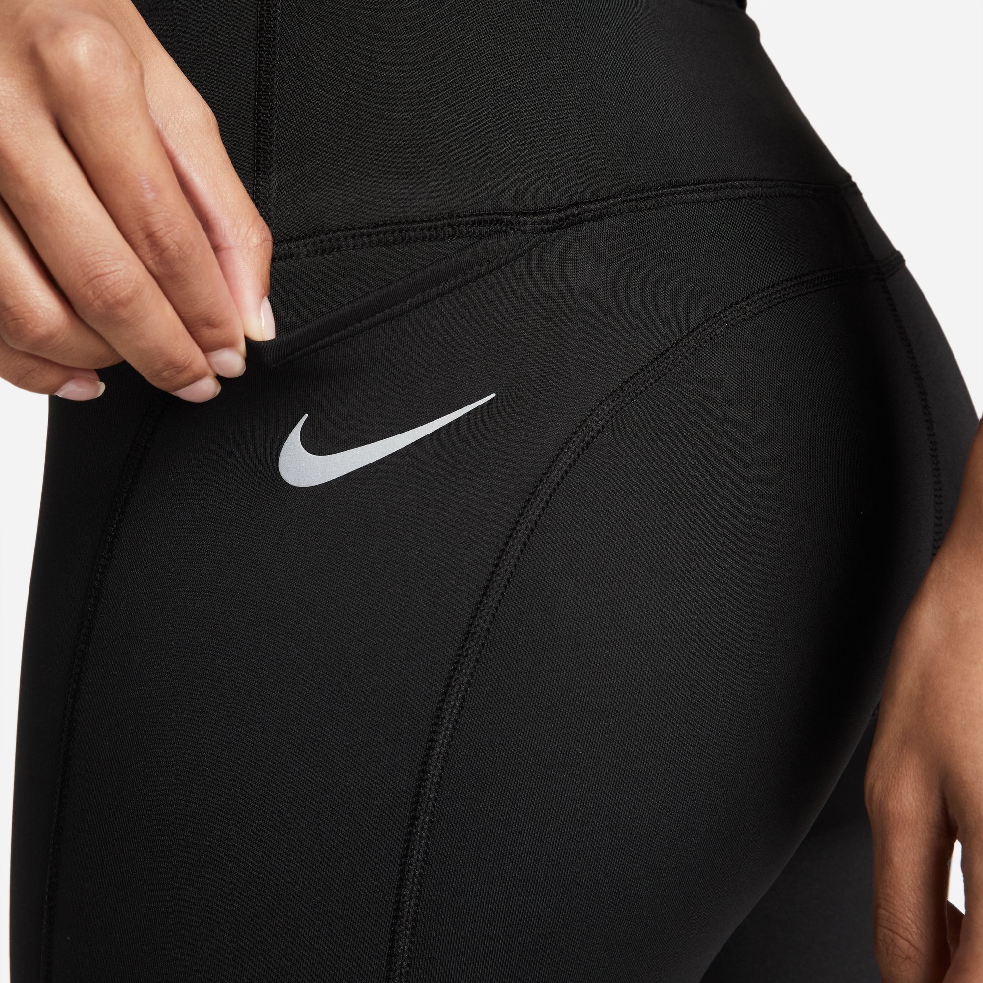 Nike W Nk Df Fast Mr 7/8 Tght Nv C Licra negro de mujer para correr