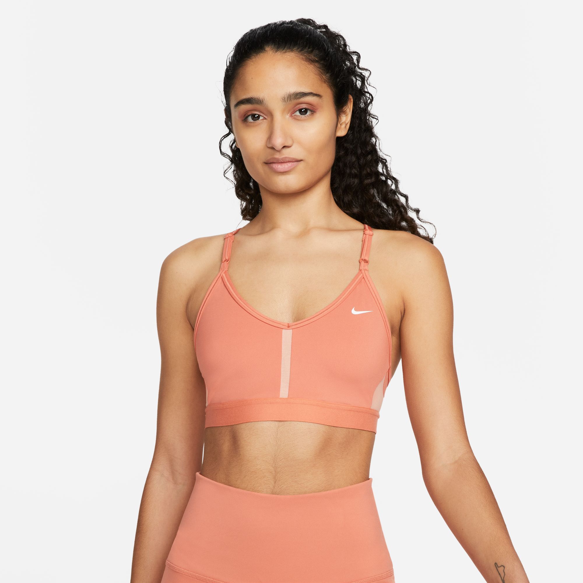 Nike W Nk Df Indy V-Neck Bra Top naranja de mujer para entrenamiento