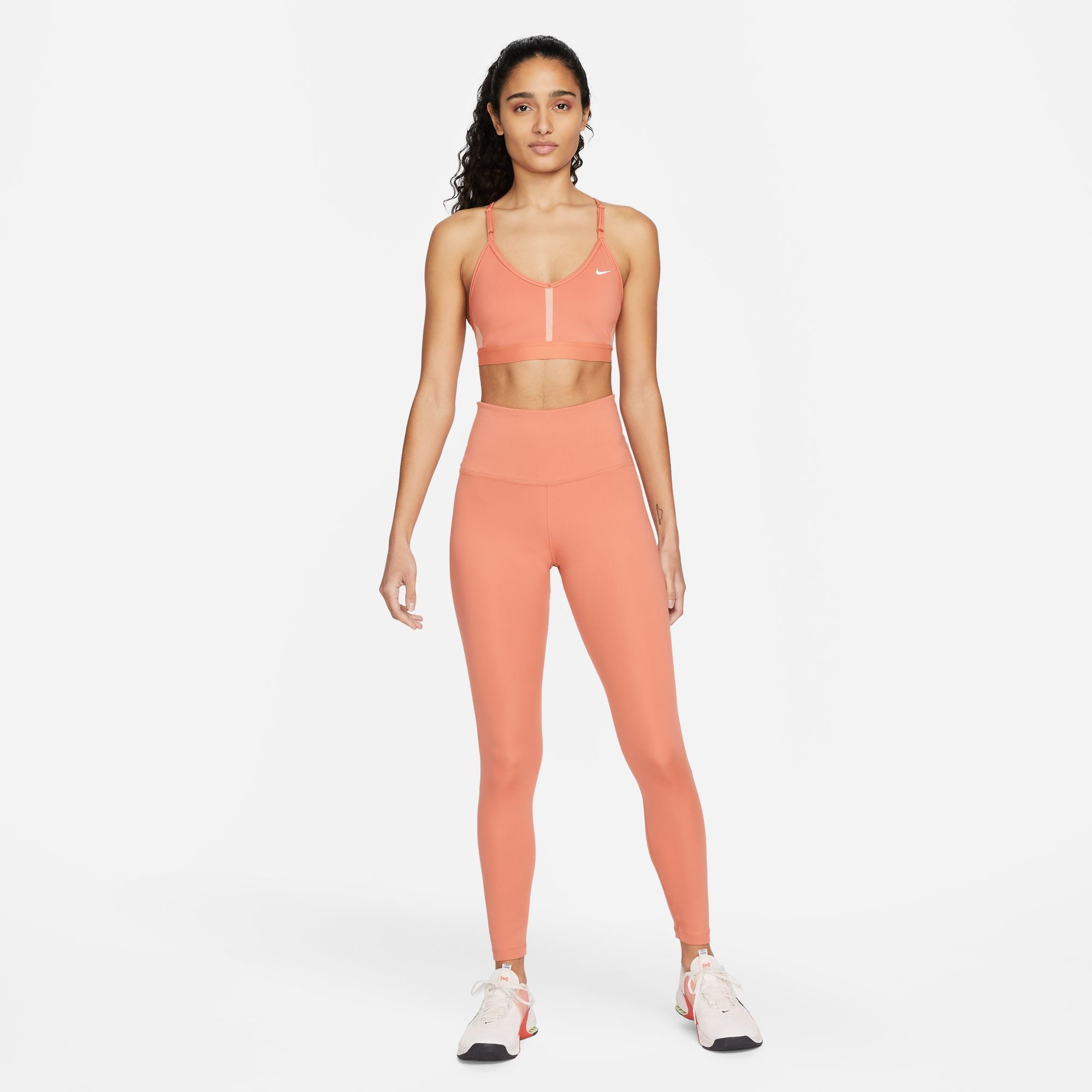 Nike W Nk Df Indy V-Neck Bra Top naranja de mujer para entrenamiento