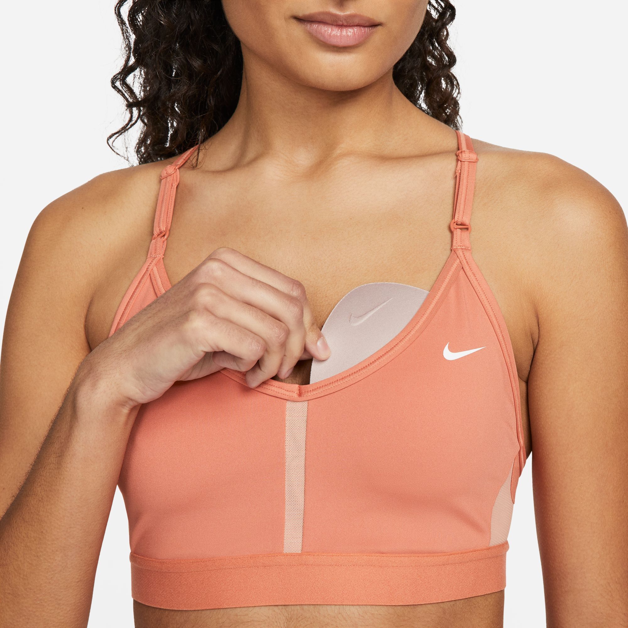 Nike W Nk Df Indy V-Neck Bra Top naranja de mujer para entrenamiento
