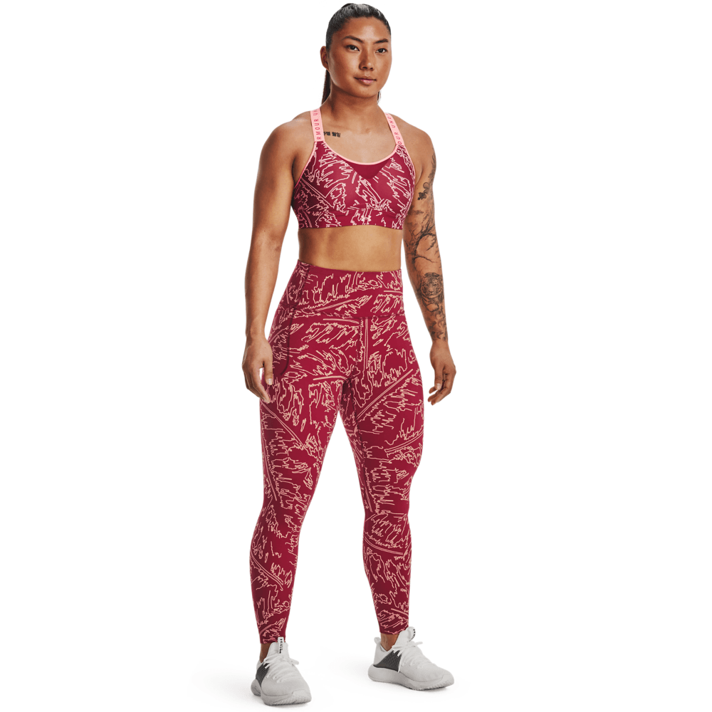 UA Idian Print Ankle Leg Licra rosado de mujer para entrenamiento