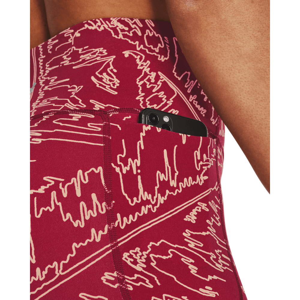 UA Idian Print Ankle Leg Licra rosado de mujer para entrenamiento