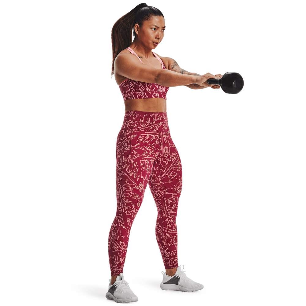 UA Idian Print Ankle Leg Licra rosado de mujer para entrenamiento
