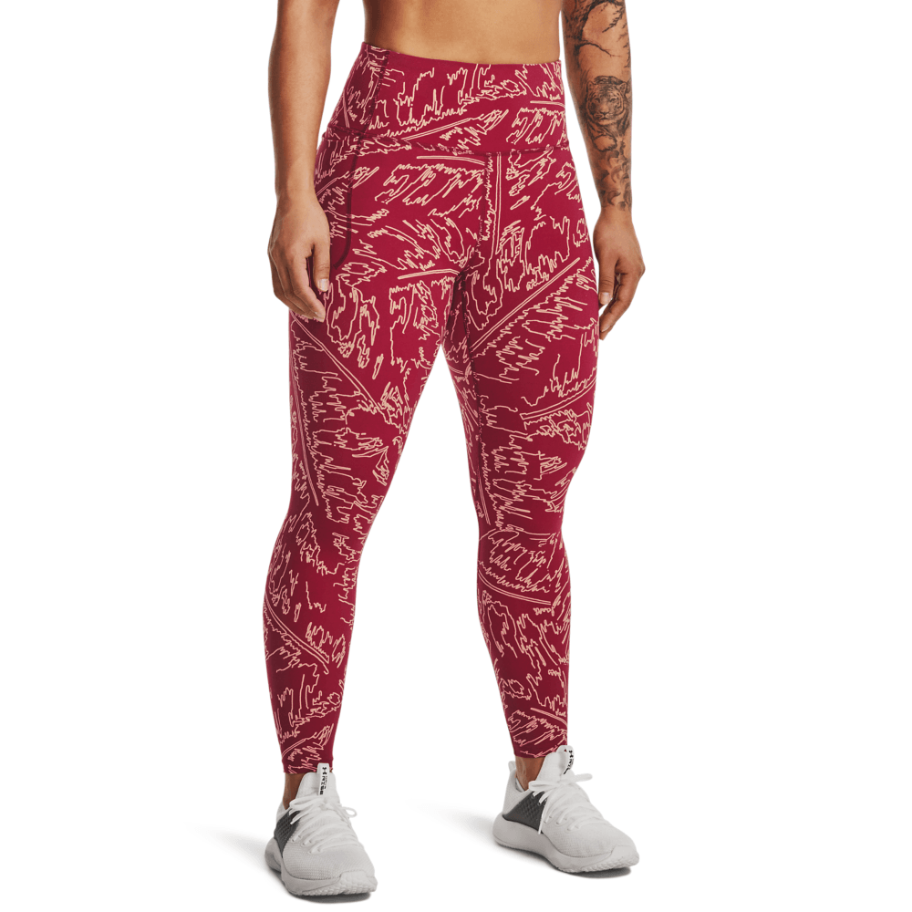 UA Idian Print Ankle Leg Licra rosado de mujer para entrenamiento