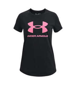 Camiseta-Manga-Corta-under-armour-para-niña-Live-Sportstyle-Graphic-Ss-para-entrenamiento-color-negro.-Frente-Sin-Modelo