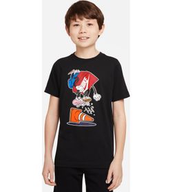 Camiseta-Manga-Corta-nike-para-niño-B-Nsw-Tee-Boxy-Ptch-2-Fa22-para-moda-color-negro.-Frente-Sobre-Modelo