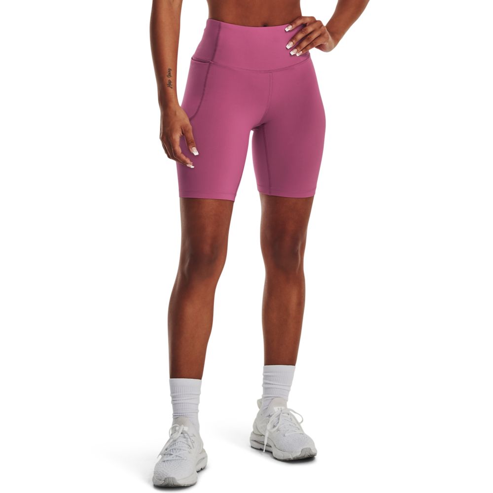 UA Meridian Bike Short Licra rosado de mujer para entrenamiento