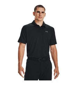 Camiseta-Manga-Corta-under-armour-para-hombre-Dfo-M-Performance-Po-para-golf-color-negro.-Frente-Sobre-Modelo