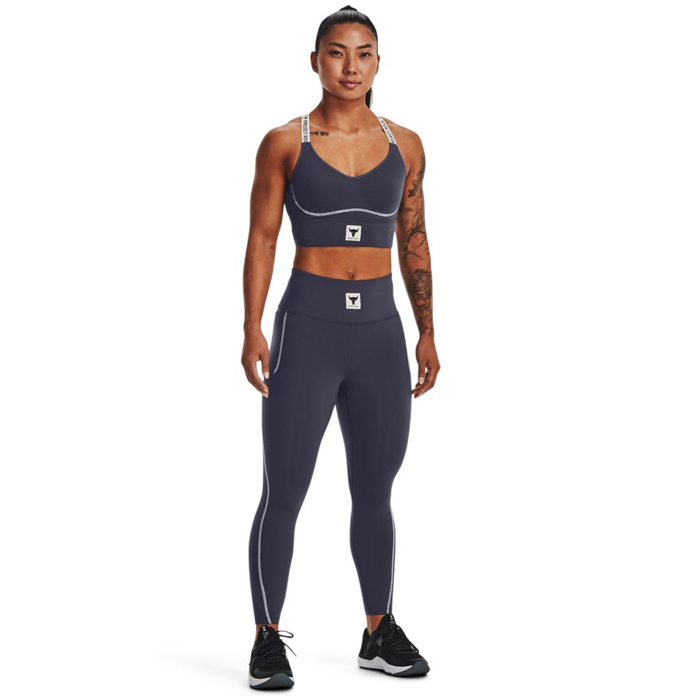 UA  Rock Meridian Ankl Lgn Licra gris de mujer para entrenamiento