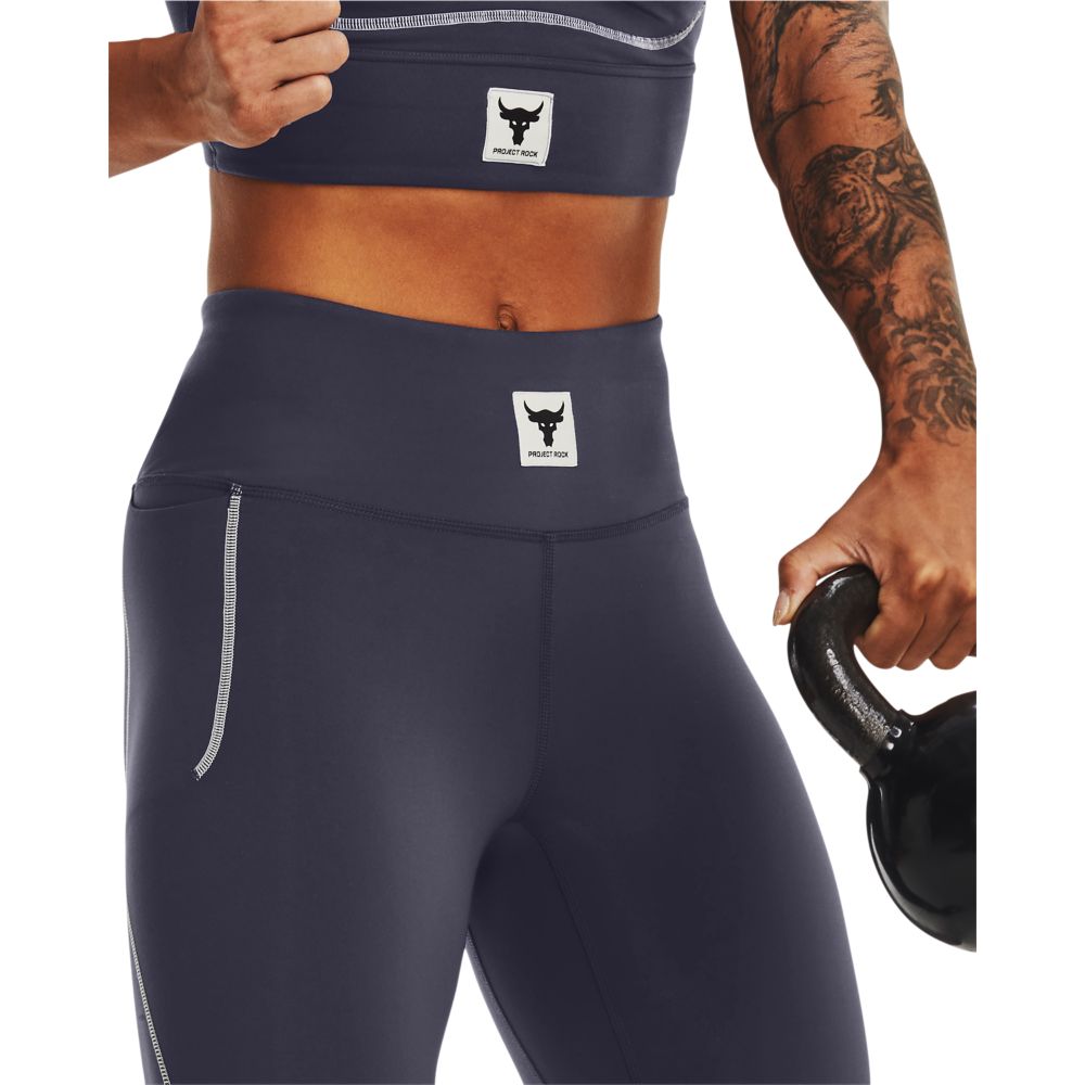 UA  Rock Meridian Ankl Lgn Licra gris de mujer para entrenamiento