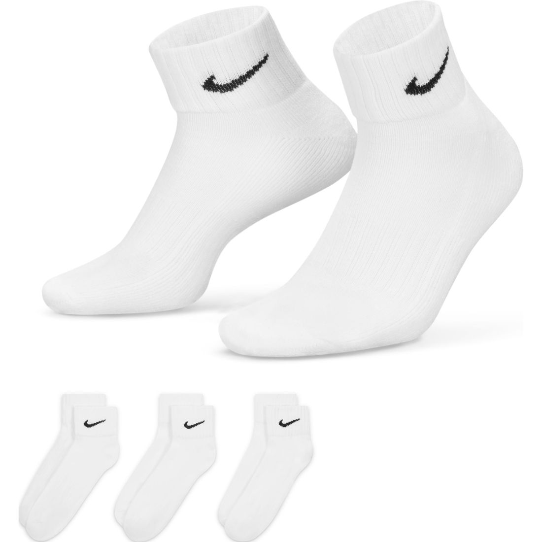 Nike U Nk Cush Ankle 3Pr-Value Medias blanco de hombre para entrenamiento