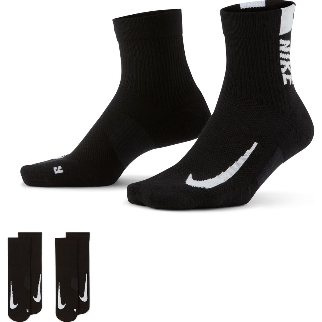 Nike U Nk Mltplier Ankle 2Pr Medias negro de hombre para correr