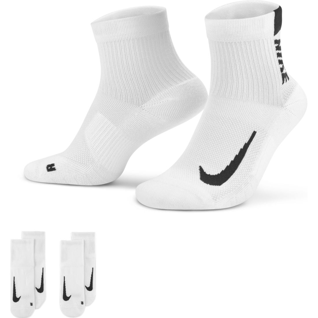 Nike U Nk Mltplier Ankle 2Pr Medias blanco de hombre para correr
