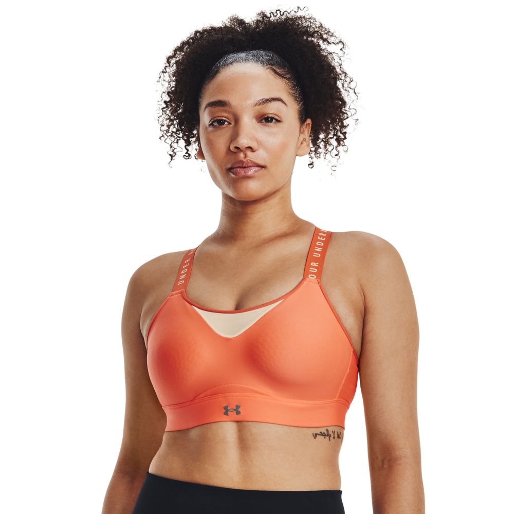 UA Infinity High Bra Top naranja de mujer para entrenamiento