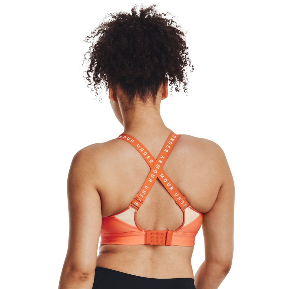 UA Infinity High Bra Top naranja de mujer para entrenamiento