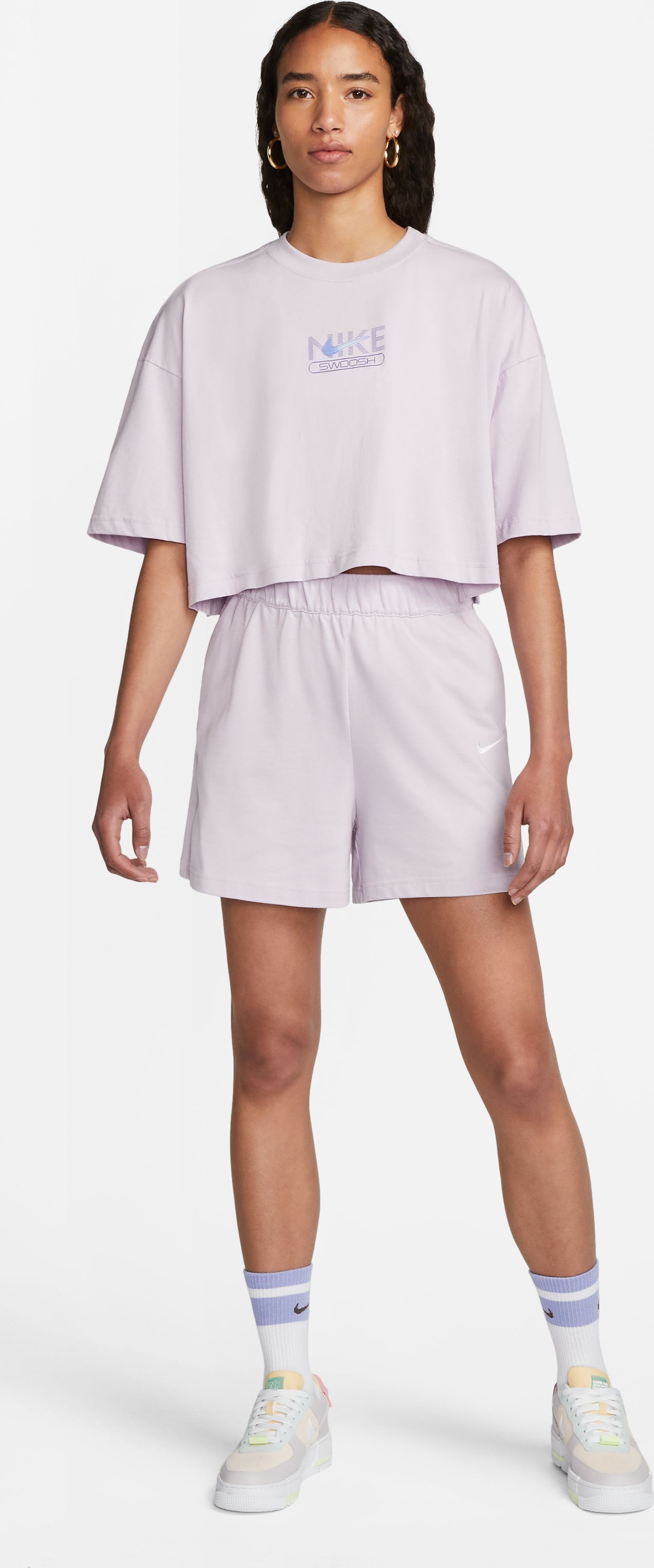 Nike W Nsw Swsh Gx Mod Crop Ss Top Camiseta Manga Corta rosado de mujer lifestyle