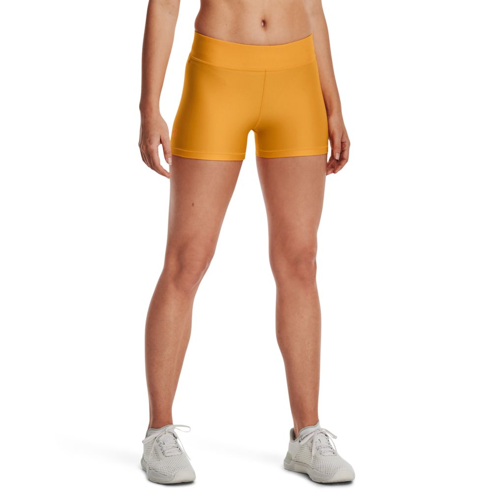 UA Our Mid Rise Shorty Licra amarillo de mujer para entrenamiento