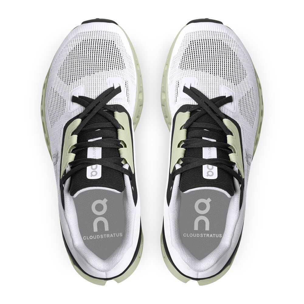 On Cloudstratus Tenis blanco de mujer para correr
