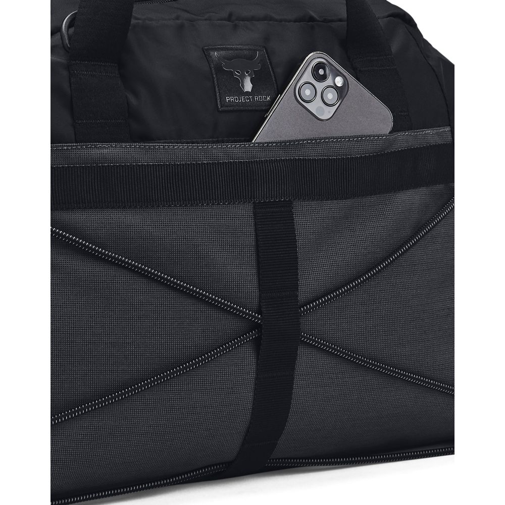 UA Project Rock Gym Bag Sm Maletín negro de hombre para entrenamiento